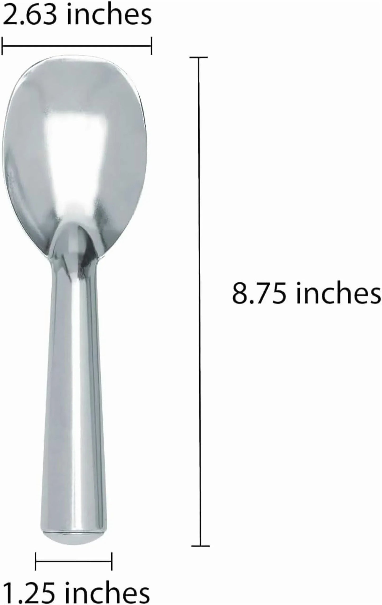 Aluminum Ice Cream Spade Scoop, Beveled Paddle with Ergonomic Hollow Handle for Gelato Sorbet, Silver