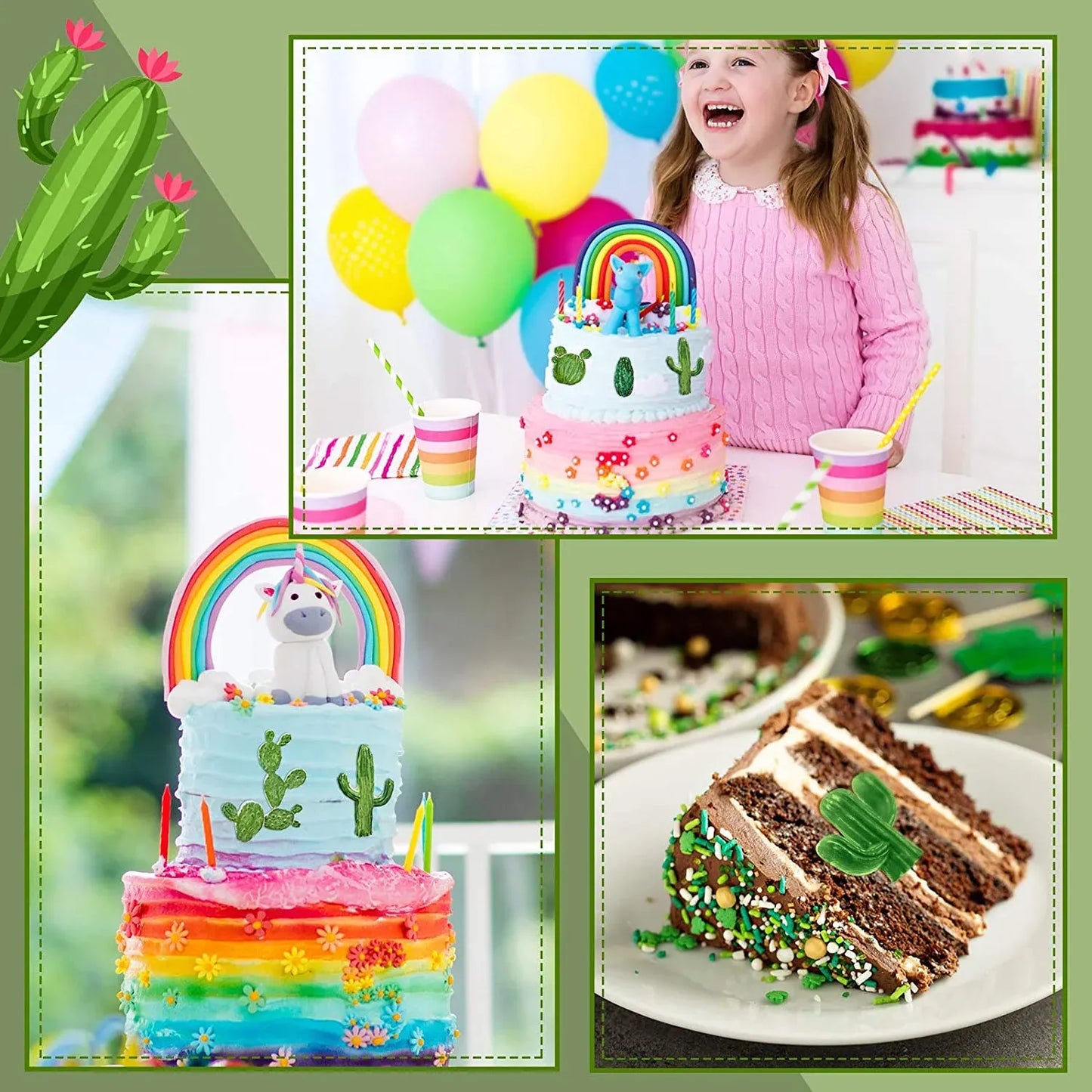 3 Pcs Cactus Silicone Fondant Molds, Food Grade Non Stick Molds for Cake Chocolate Candy