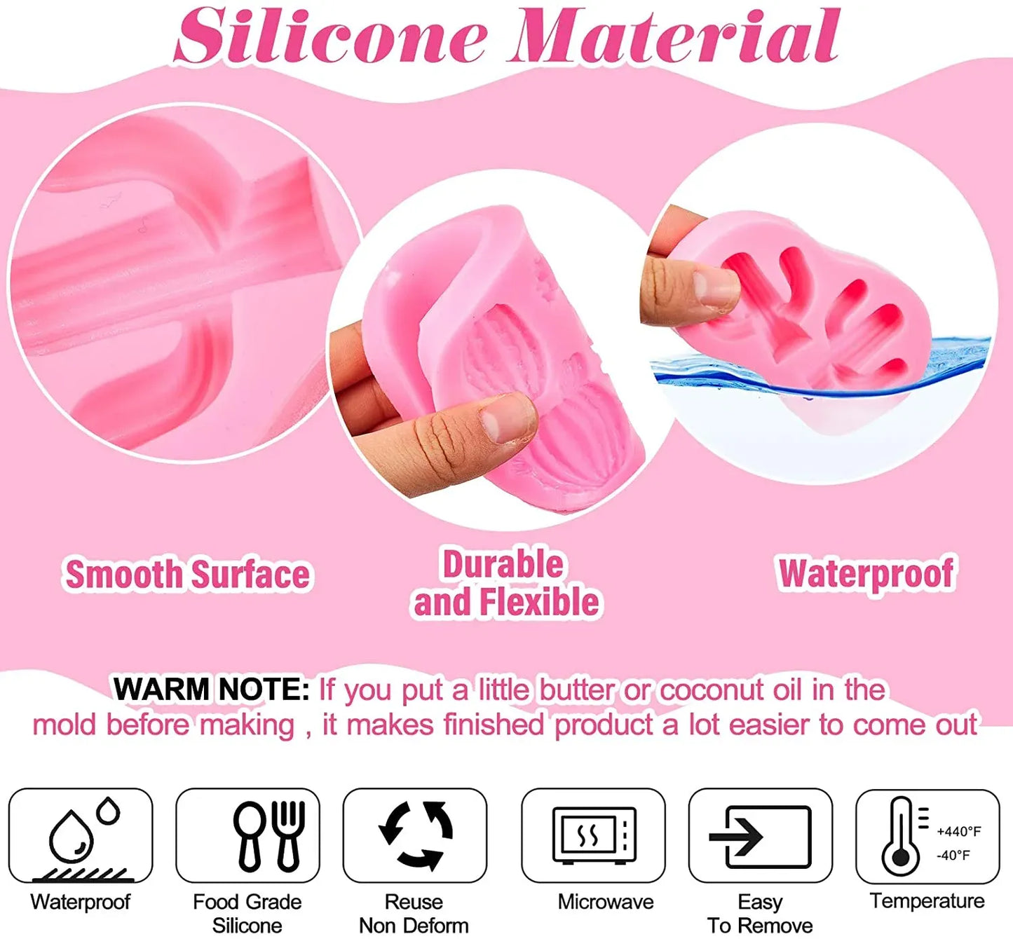 3 Pcs Cactus Silicone Fondant Molds, Food Grade Non Stick Molds for Cake Chocolate Candy