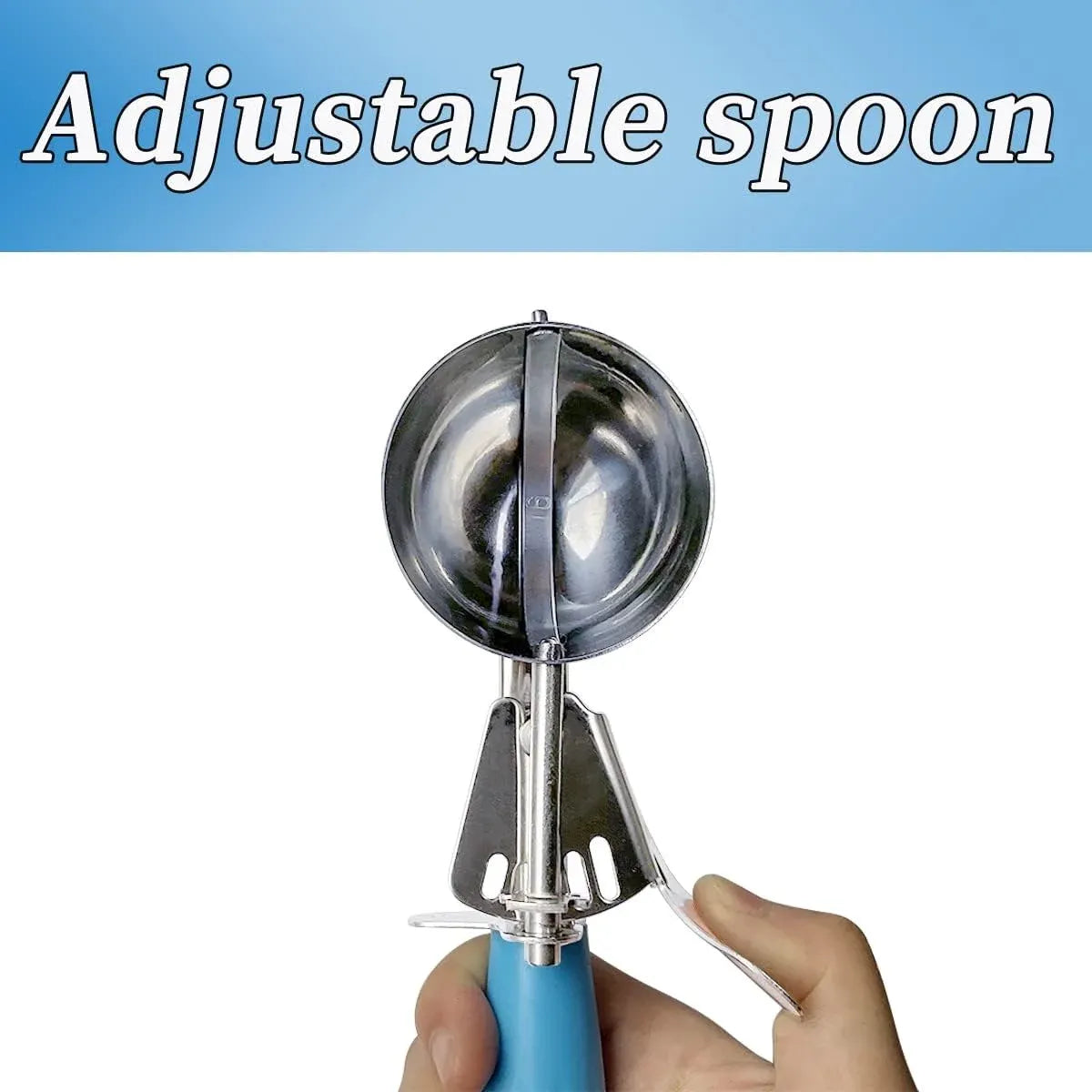 Ice Cream Cookie Dough Scoop, 304 Stainless Steel Trigger Scoop with ABS Handle, Blue 2.48 In
