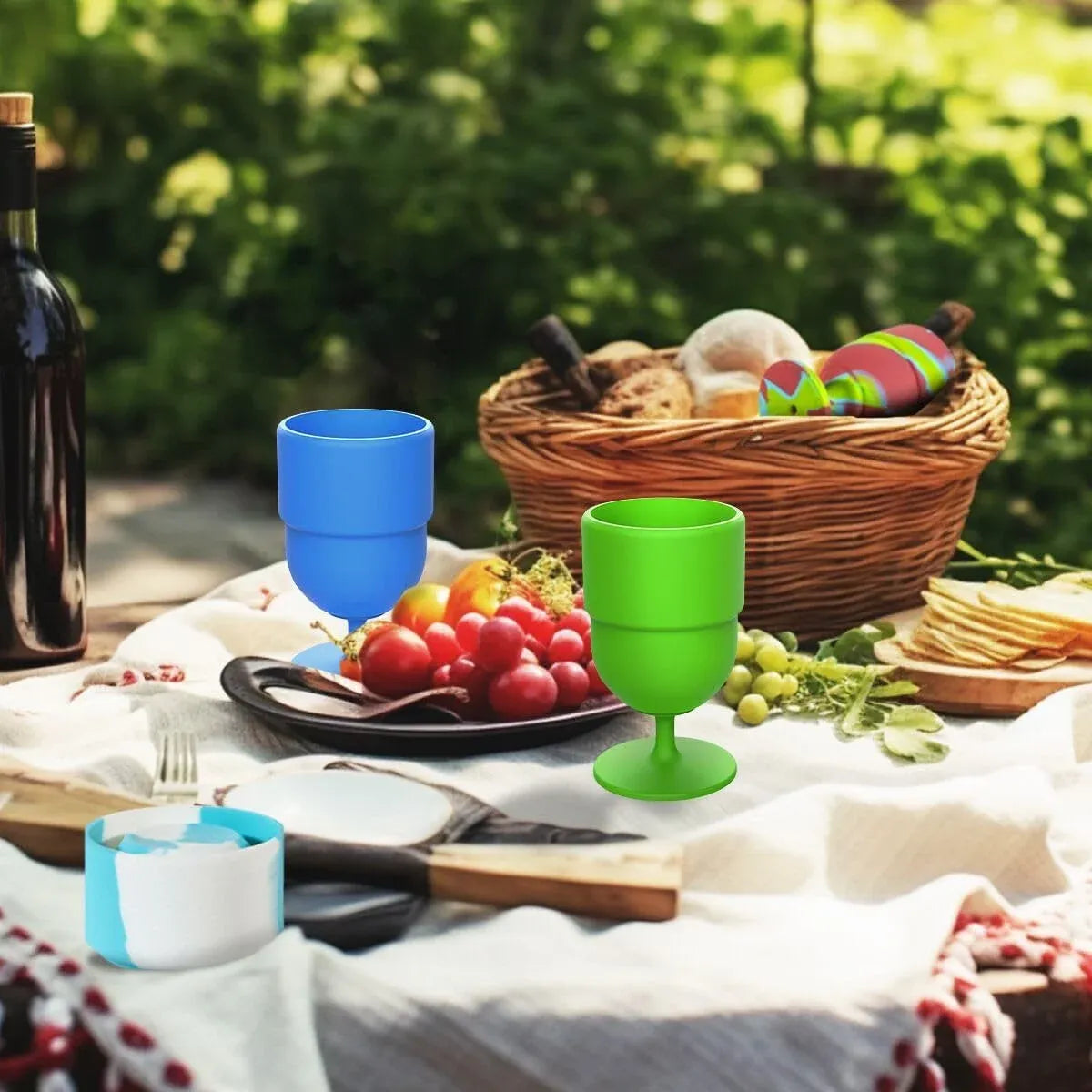 2 Pack Collapsible Silicone Wine Glasses, BPA Free Travel Cups for Camping Picnics, Pink