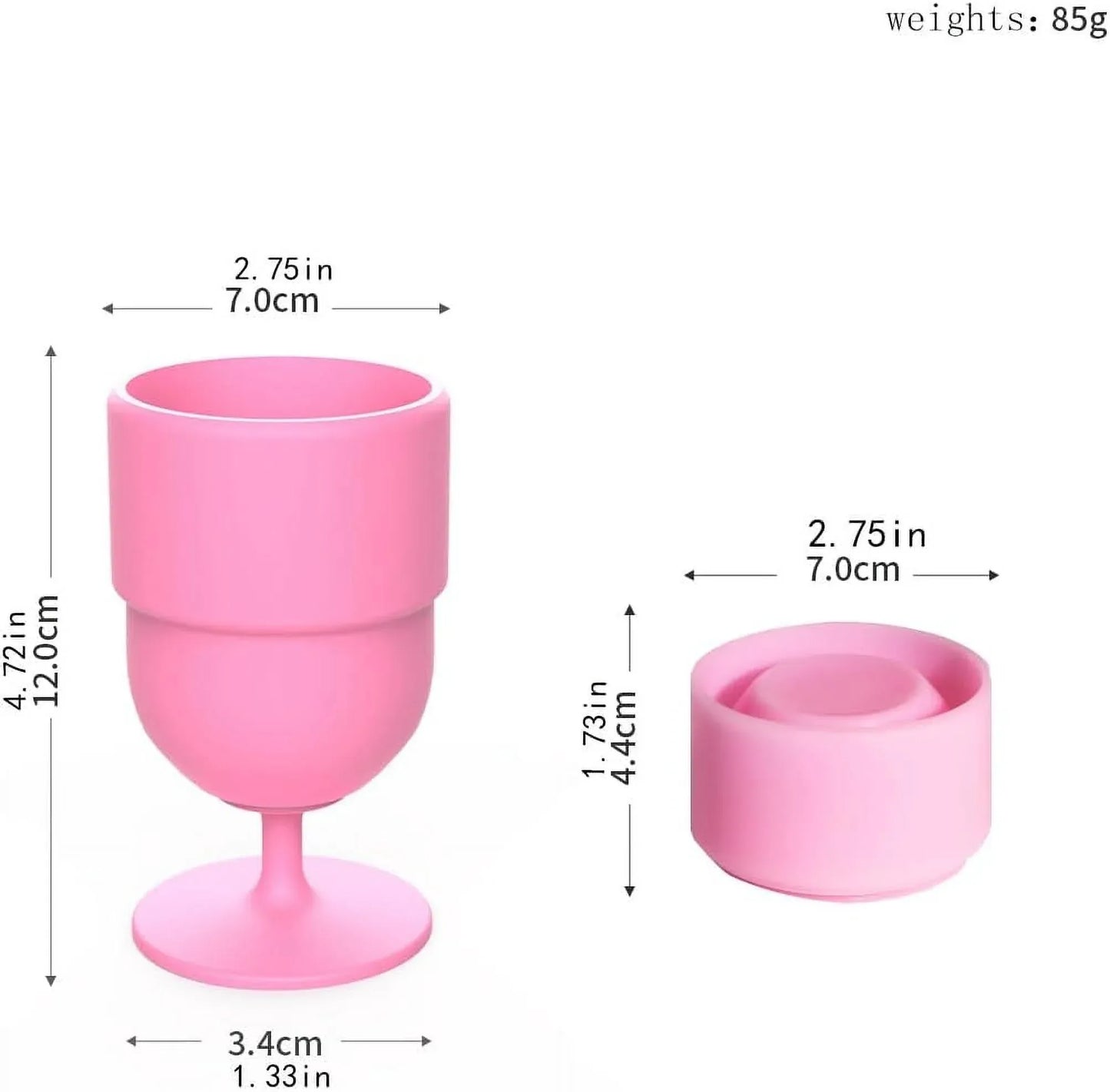 2 Pack Collapsible Silicone Wine Glasses, BPA Free Travel Cups for Camping Picnics, Pink