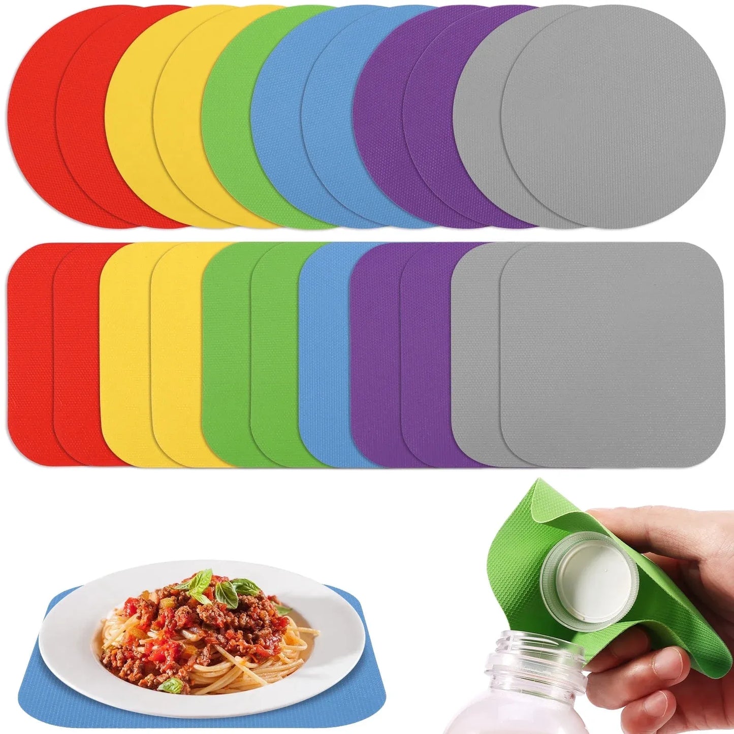 24 Pack Silicone Jar Gripper Pads, Honeycomb Non Slip Jar Opener Mats for Seniors, 6 Colors