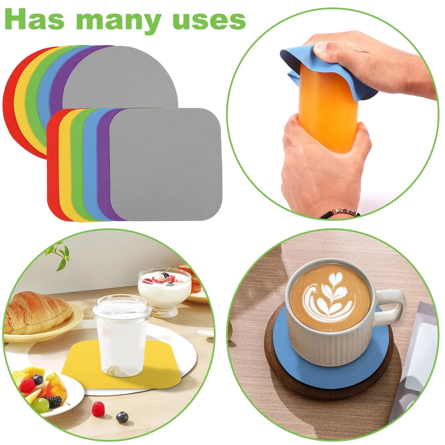 24 Pack Silicone Jar Gripper Pads, Honeycomb Non Slip Jar Opener Mats for Seniors, 6 Colors