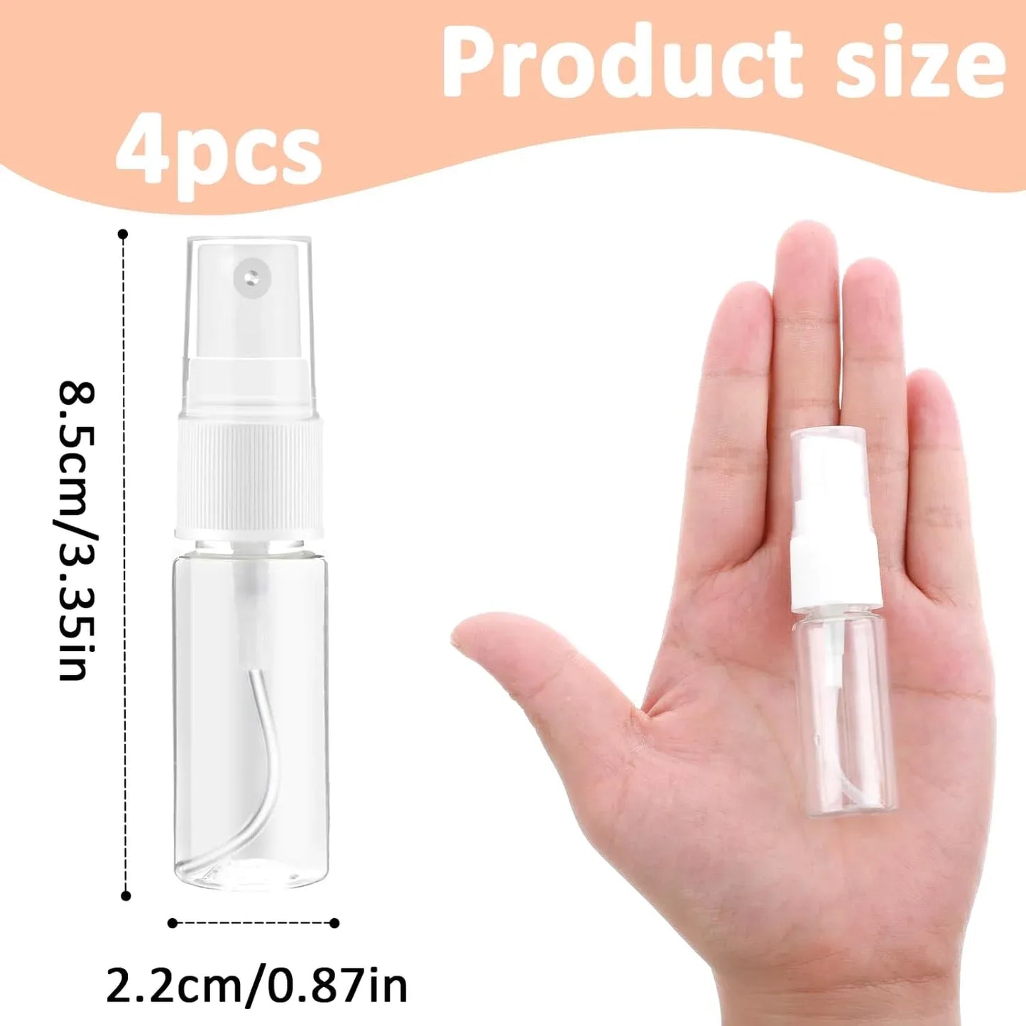 4 Pack Fine Mist Spray Bottles, Refillable Leak Proof Travel Containers for Perfume, 15ml
