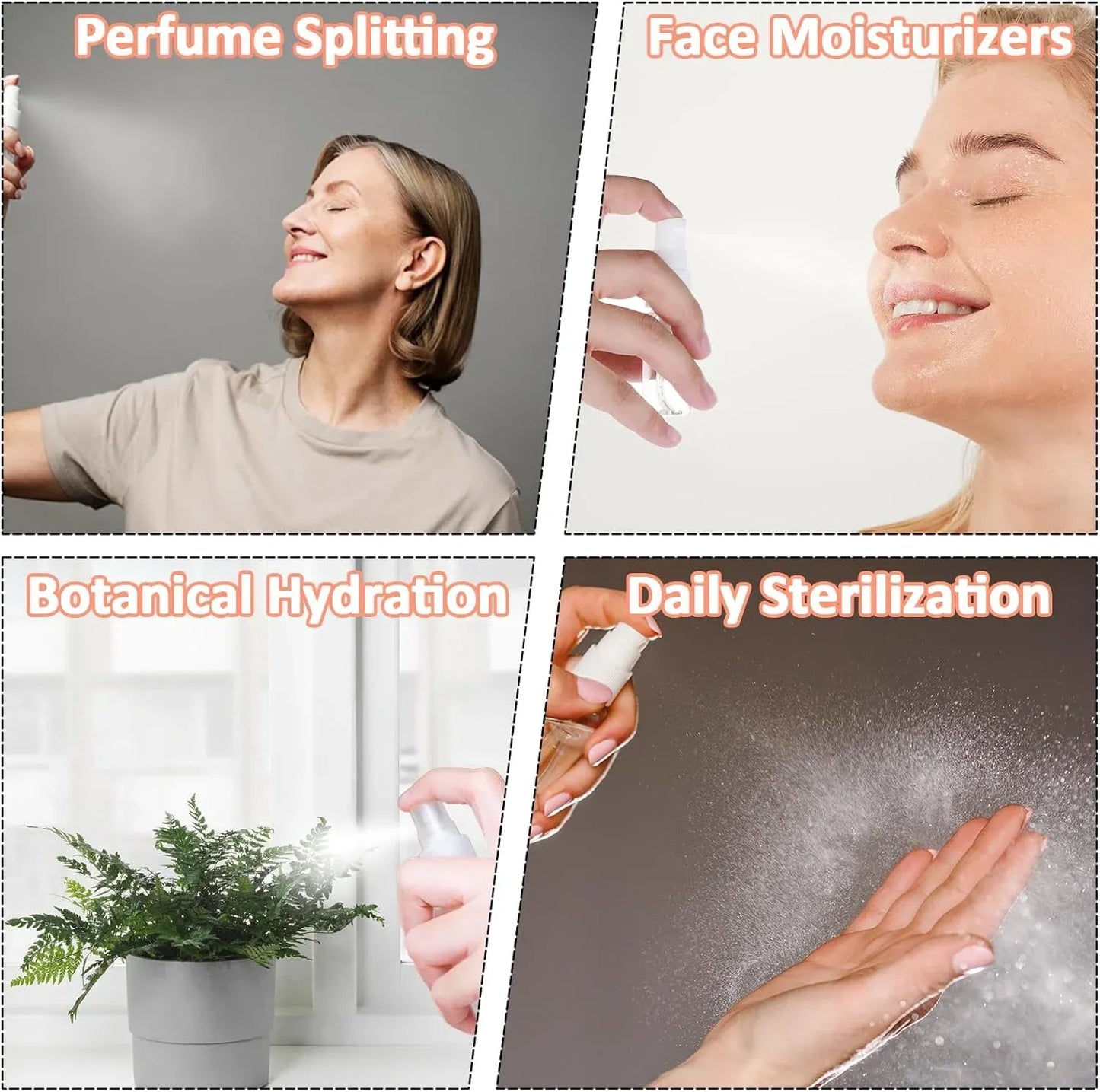 4 Pack Fine Mist Spray Bottles, Refillable Leak Proof Travel Containers for Perfume, 15ml