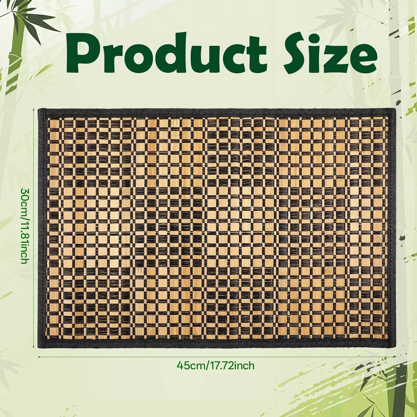 8 Pack Bamboo Placemats, Heat Resistant Anti Slip Washable Table Mats, Natural Black Brown