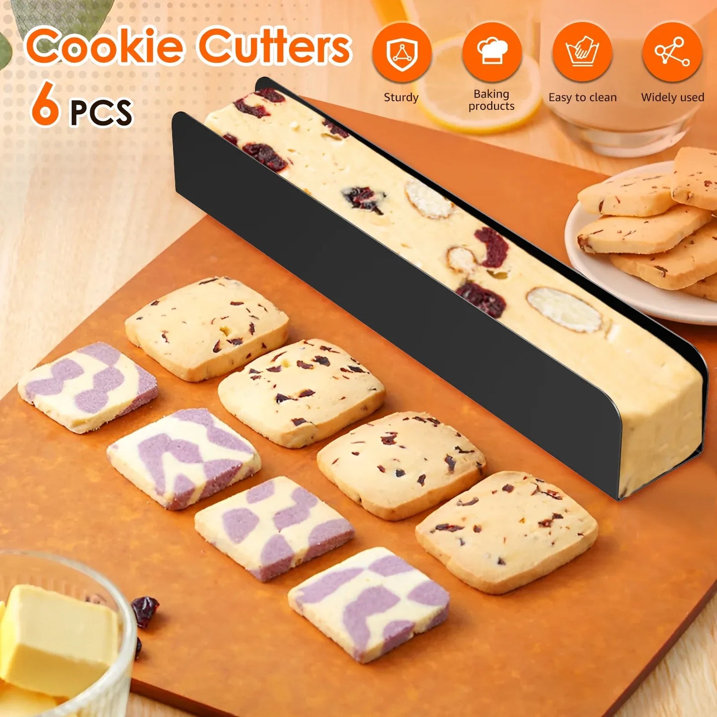 6 Pcs Carbon Steel U Shape Baking Mold Set, Non Stick Cookie Bread Loaf Pans for Home Baking, Black