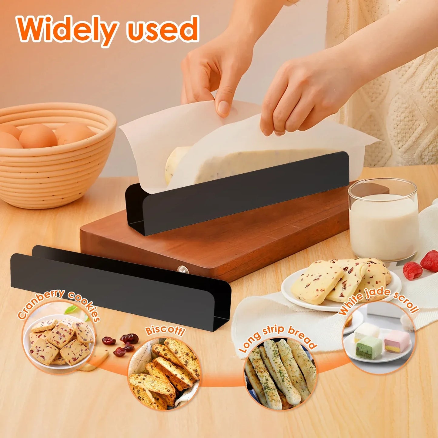 6 Pcs Carbon Steel U Shape Baking Mold Set, Non Stick Cookie Bread Loaf Pans for Home Baking, Black