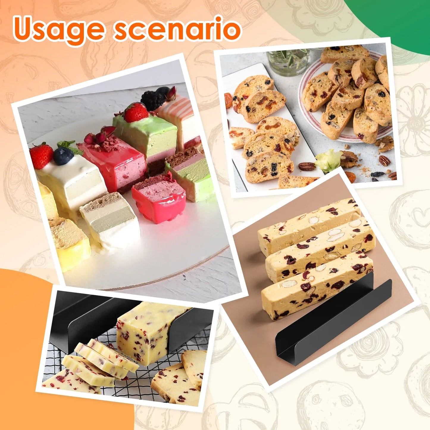 6 Pcs Carbon Steel U Shape Baking Mold Set, Non Stick Cookie Bread Loaf Pans for Home Baking, Black