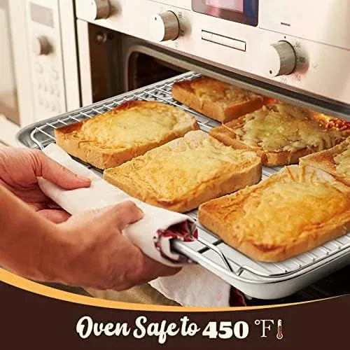 Half Sheet Baking Pan with Rack, Stainless Steel Oven Cookie Sheet Set for Cooking, 18 x 13 In