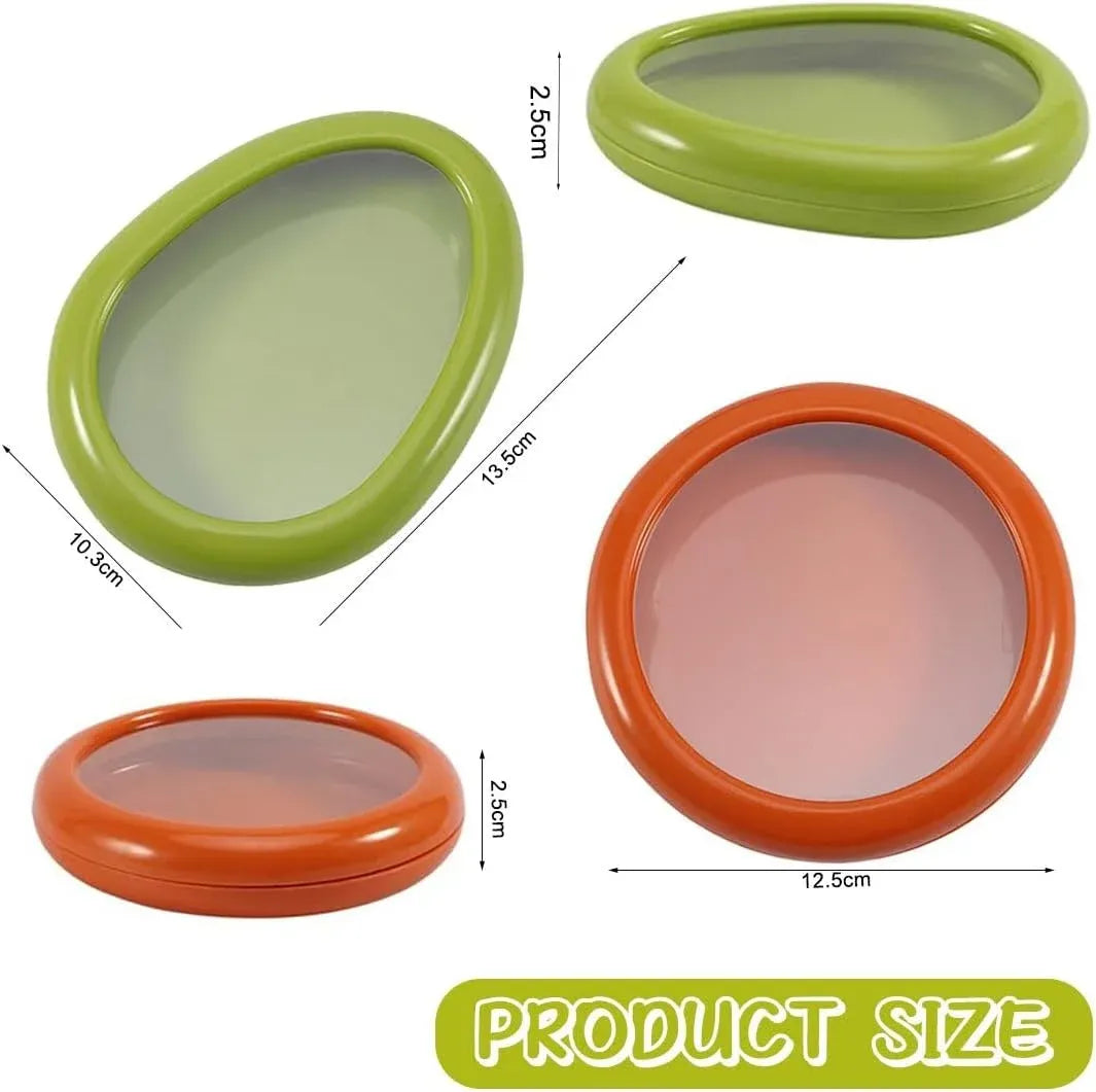 2 Pack Avocado Onion Storage Containers, Reusable Fridge Keepers with Tight Seal, Green Brown