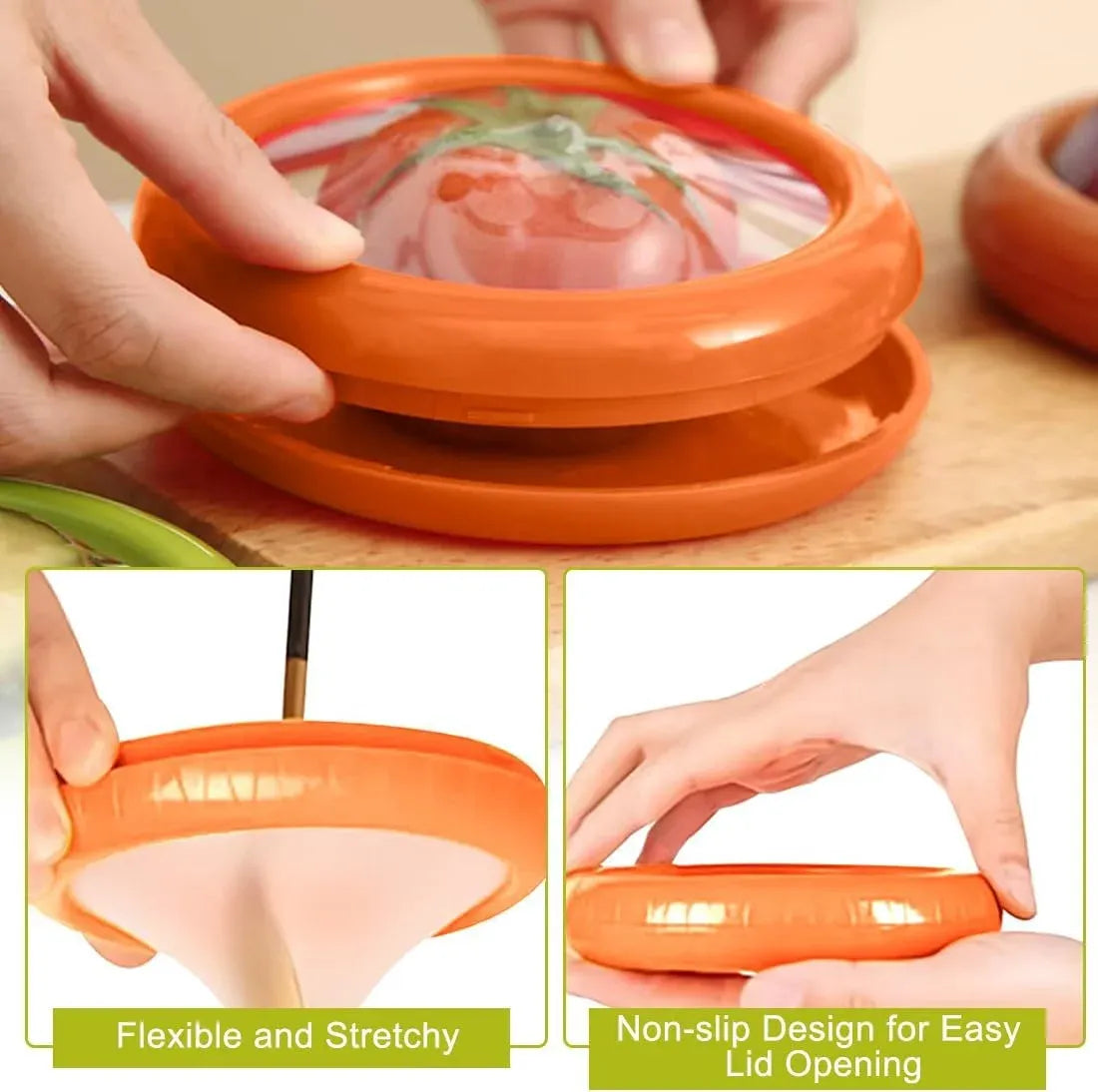 2 Pack Avocado Onion Storage Containers, Reusable Fridge Keepers with Tight Seal, Green Brown