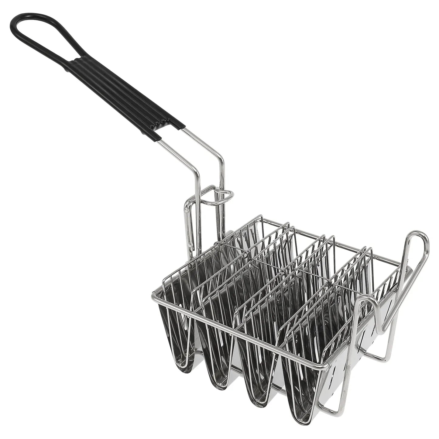 Stainless Steel Taco Shell Fryer Basket, 4 Shell Tortilla Fry Rack with Detachable Handle