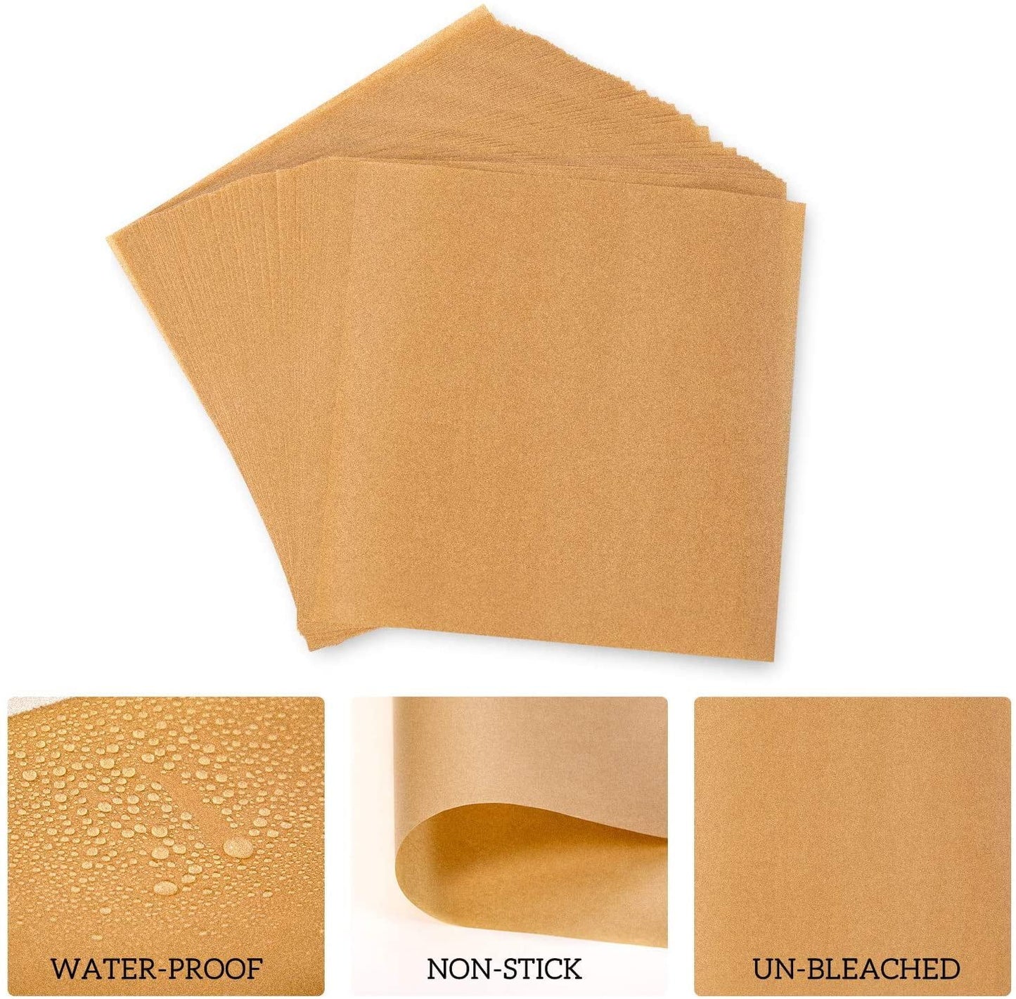 200 Count 6 x 6 In Parchment Paper Squares, Non Stick Sheets for Burgers Freezing Baking