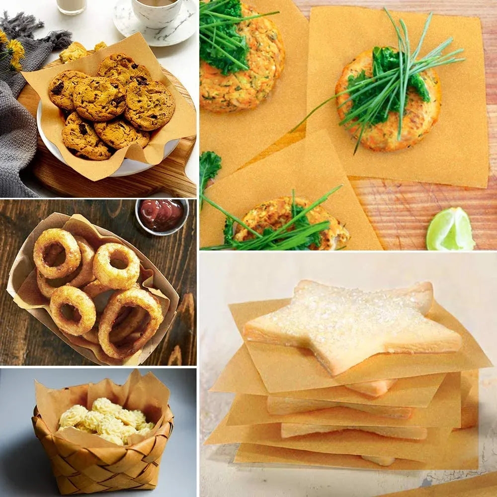 200 Count 6 x 6 In Parchment Paper Squares, Non Stick Sheets for Burgers Freezing Baking