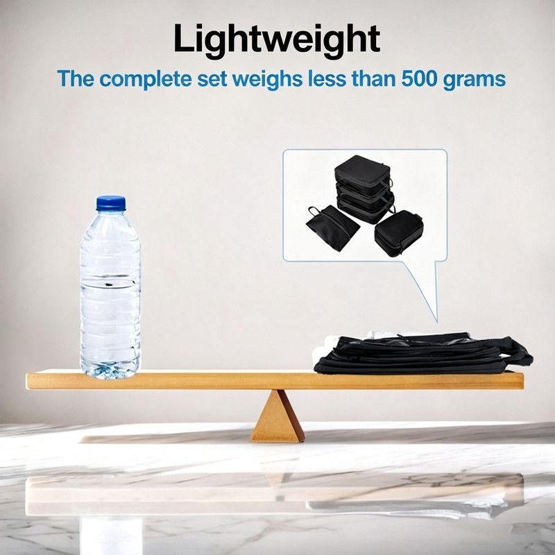 5-Piece Black Compression Packing Cube Set, Water-Resistant Luggage Organizers for Suitcases and Travel