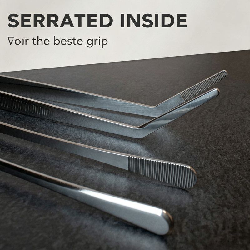 2-Pack 32 cm Stainless Steel Kitchen Tongs, Food Tweezers for Cooking, Plating and Grilling