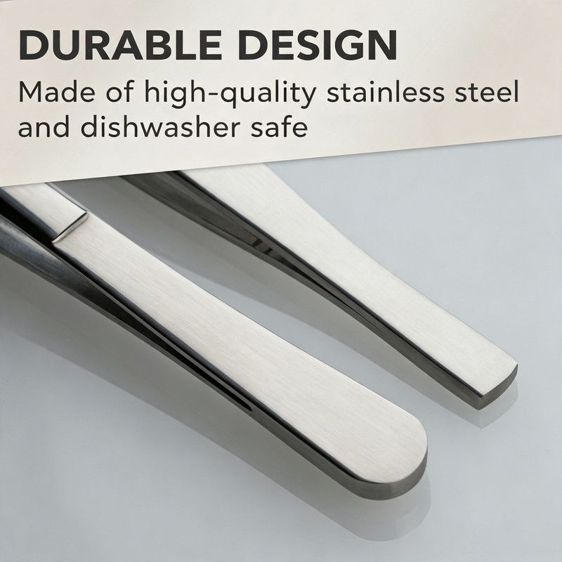 2-Pack 32 cm Stainless Steel Kitchen Tongs, Food Tweezers for Cooking, Plating and Grilling