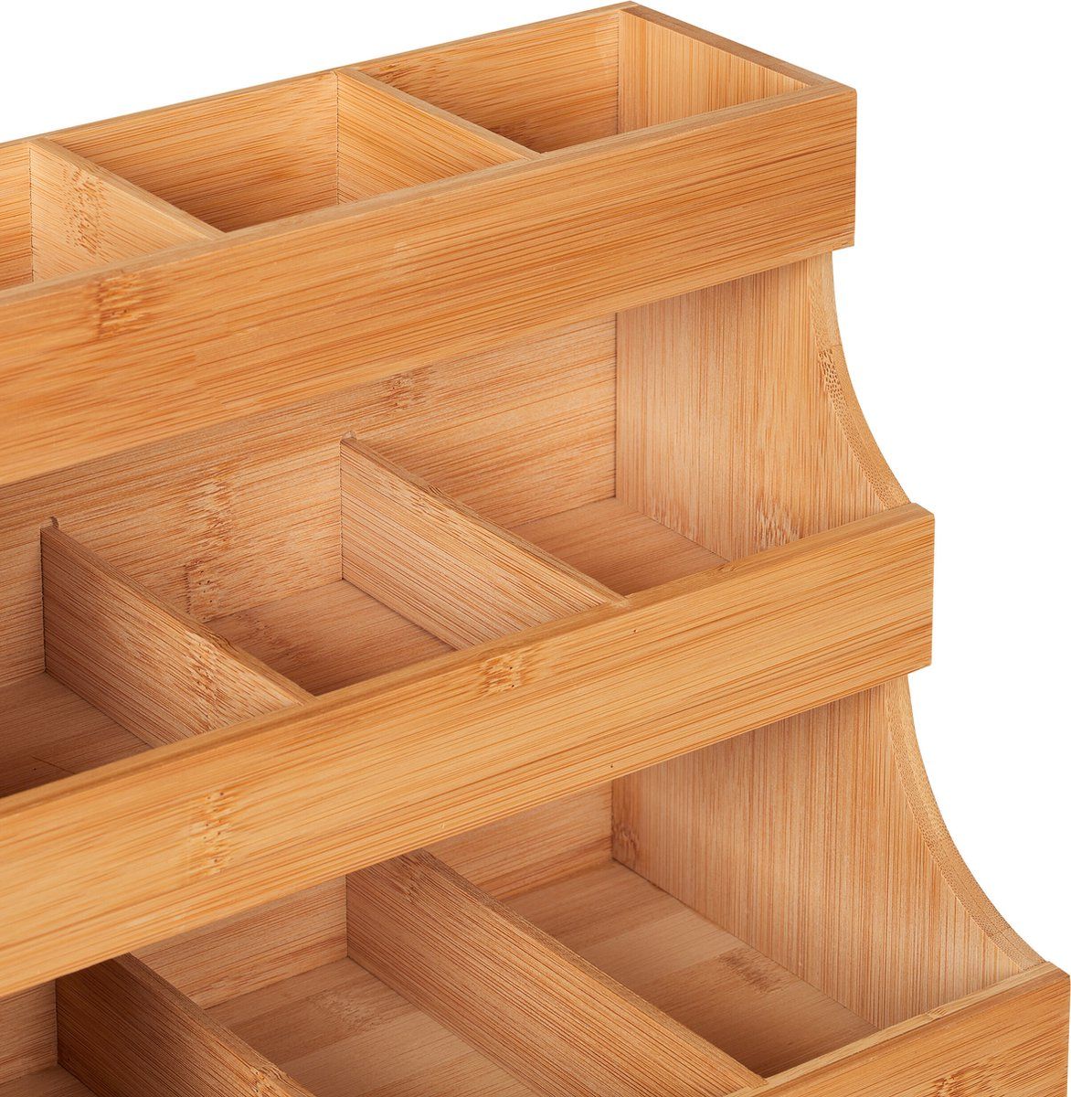 9-Compartment Bamboo Coffee and Tea Organizer for Cups, Pods and Sachets, 24 x 26.5 x 17.5 cm