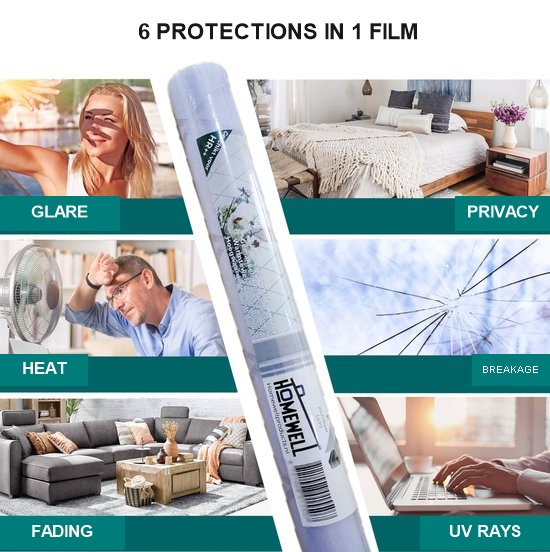 Diamond Lattice Frosted Privacy Window Film, Static-Cling Anti-Glare Sun Protection, 45 x 300 cm