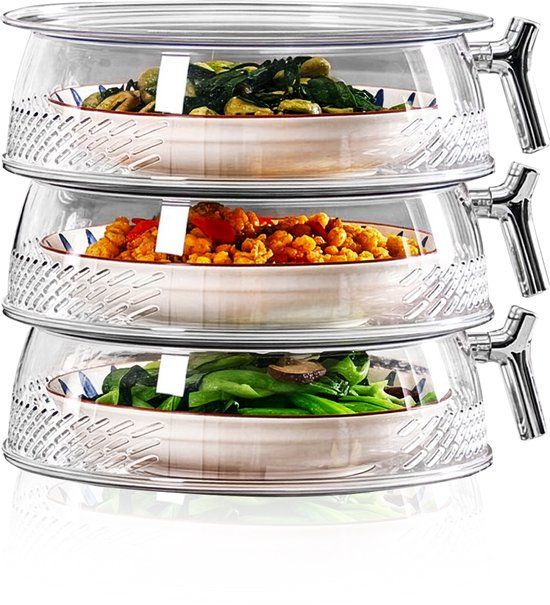 3-Piece Foldable Mesh Food Cover Set, Washable Stackable Fly Covers for Indoor and Outdoor Use, 25 cm