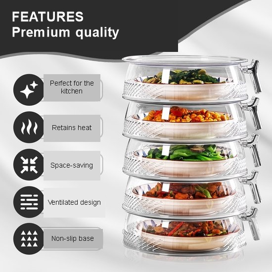 3-Piece Foldable Mesh Food Cover Set, Washable Stackable Fly Covers for Indoor and Outdoor Use, 25 cm