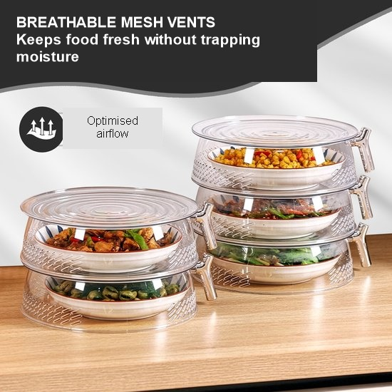 3-Piece Foldable Mesh Food Cover Set, Washable Stackable Fly Covers for Indoor and Outdoor Use, 25 cm