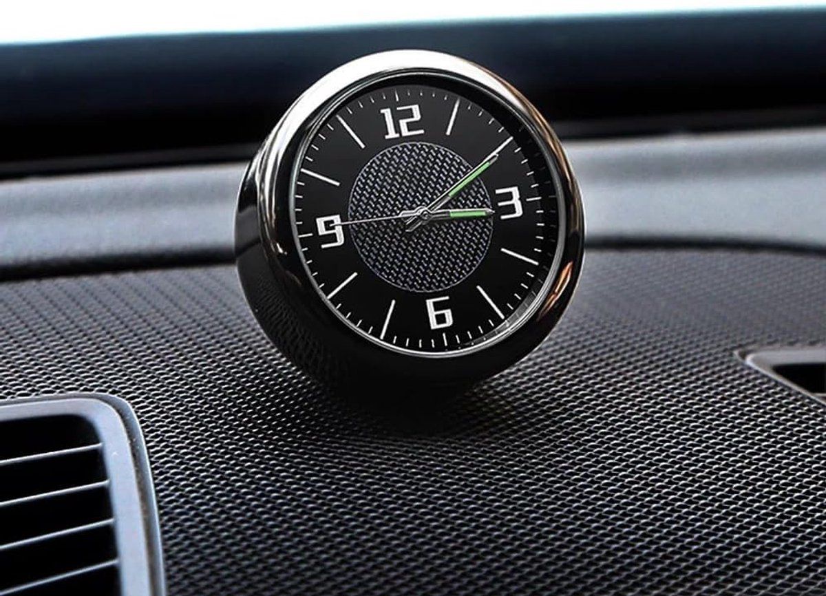 Mini Black Analog Car Dashboard Clock, Decorative Interior Timepiece