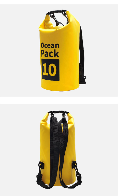 Ocean Pack Waterproof Dry Bag, 10L Double Shoulder Strap, 500D PVC Waterproof Sack for Kayaking, Swimming, Fishing, Camping, Outdoor Travel, Floating Dry Storage Bag(Black)