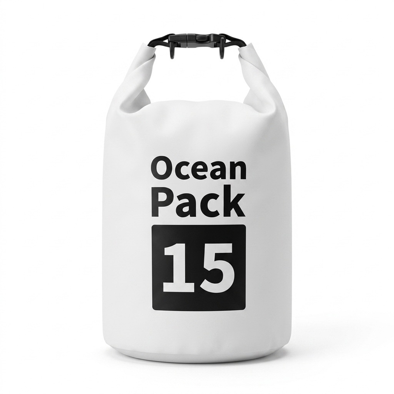 Ocean Pack Waterproof Dry Bag, 10L Double Shoulder Strap, 500D PVC Waterproof Sack for Kayaking, Swimming, Fishing, Camping, Outdoor Travel, Floating Dry Storage Bag(White)