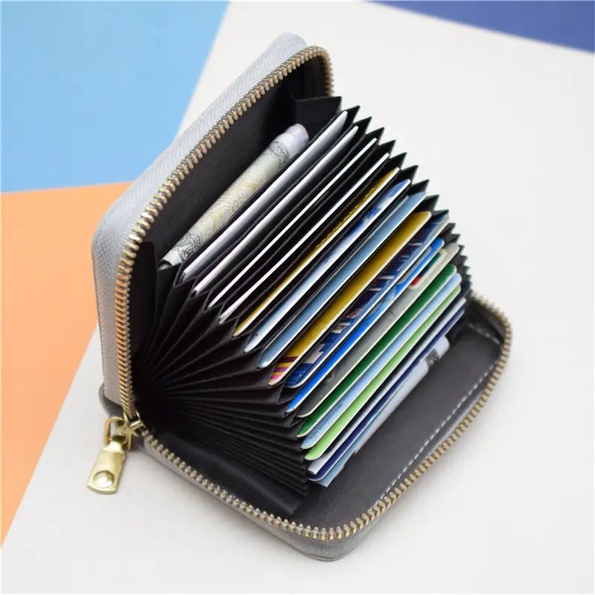Card Holder with Anti-RFID | Credit Card Holder | With Cash Compartment | Card Holder - Wallet | PU Leather | Wallet | Nude
