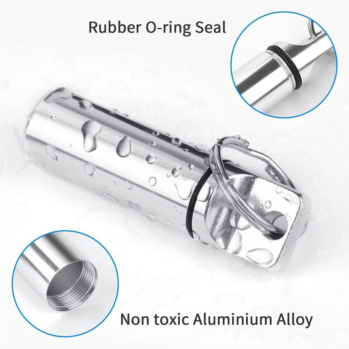 Luxury Pill Box Keychain | Medicine Box | Pill Box | Pill Container | Aluminum | Waterproof | Silver