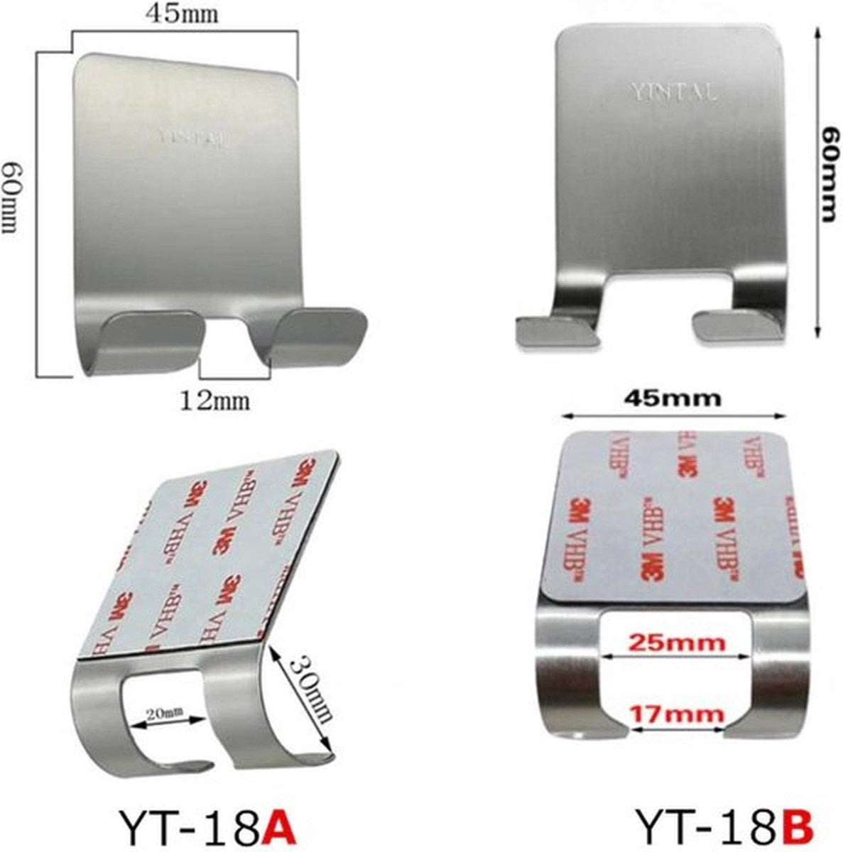 2-Piece Stainless Steel Razor Holder | Razor Tray | Self-Adhesive Razor Holder | Razor Hook | Razor Hanging | Silver