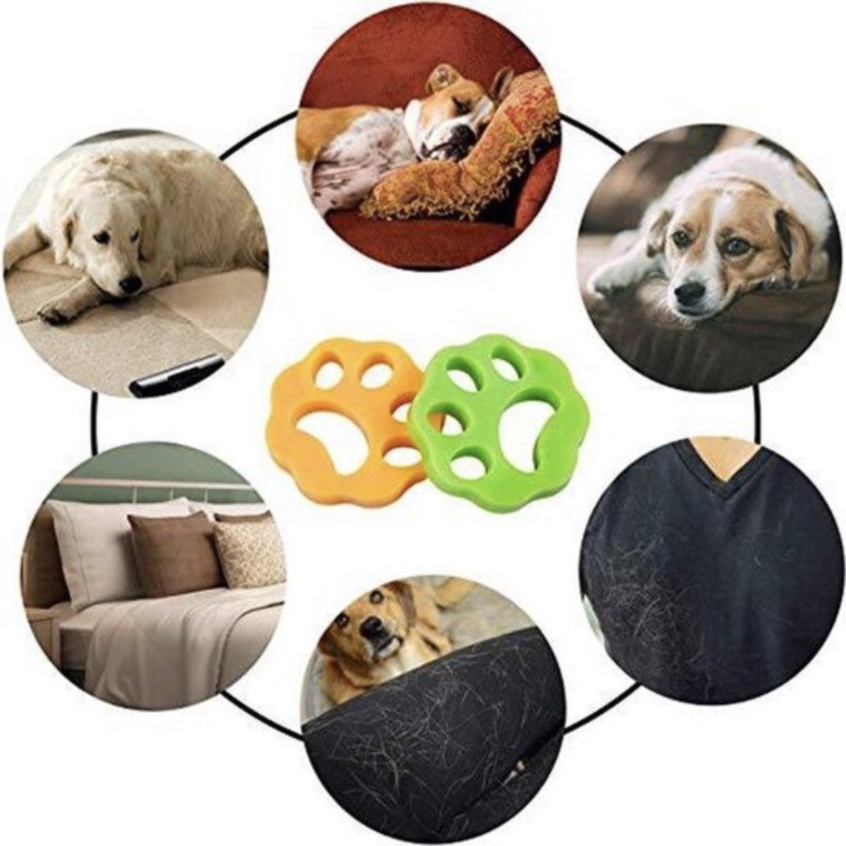 ALG-Shop - Pet hair remover - 2 pieces - Washing machine cleaner - Dog hair remover for washing machine and dryer - Fluffy paws