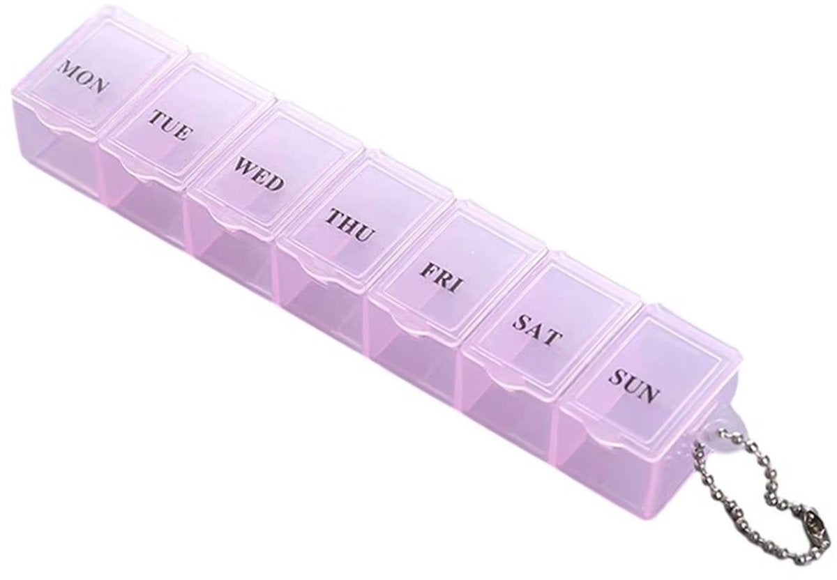 Medicine Storage Boxes 7 Days | Pill Box | Pill Box | Pill Planner | With Day Indicator | 7 Compartments | Pink