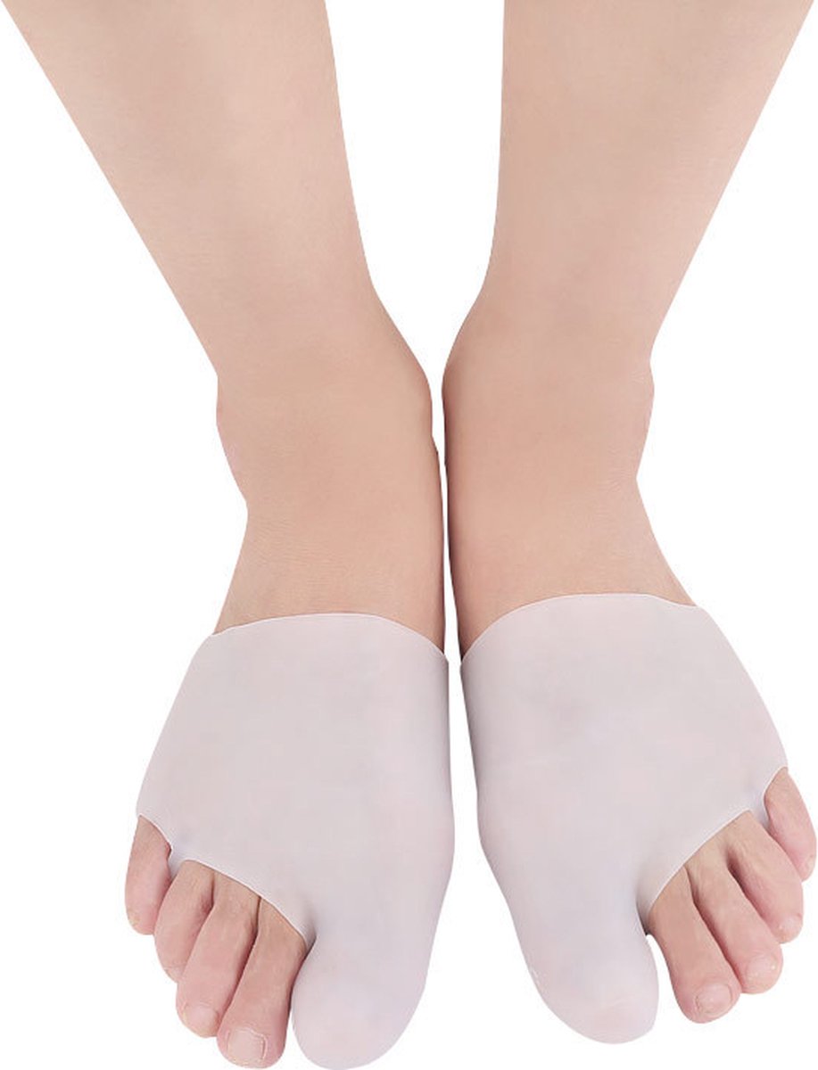 Silicone Gel Sock Toe Corrector | Toe Separator | Hallux Valgus | Straighten Big Toe | Shock Absorbing | Gel Sock | White | 1 Pair
