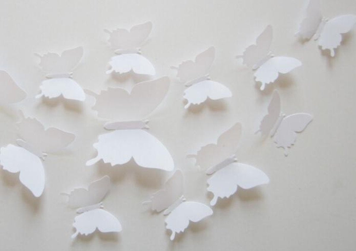 3D White Butterflies (12 pieces) - Wall Sticker / Wall Decoration for Children's Room / Nursery / Living Room