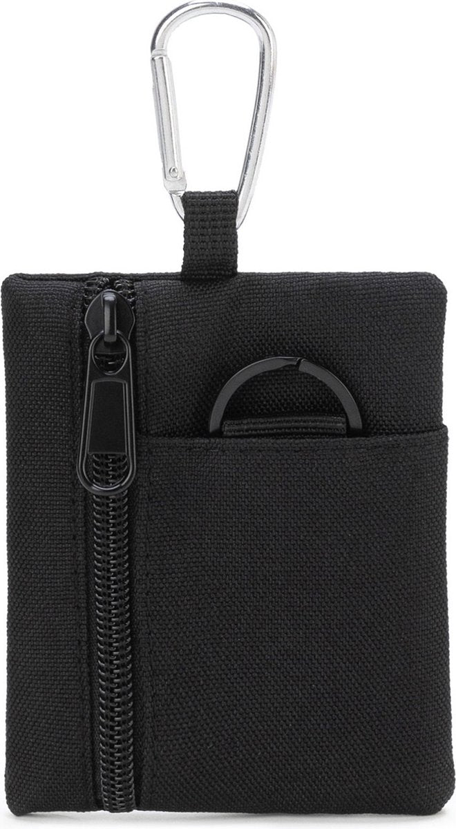 Survival Coin Holder | Card Holder | Coin Storage | Zipper | With Carabiner & Key Ring | For Camping, Traveling, etc. | 9 x 10 cm | Beige