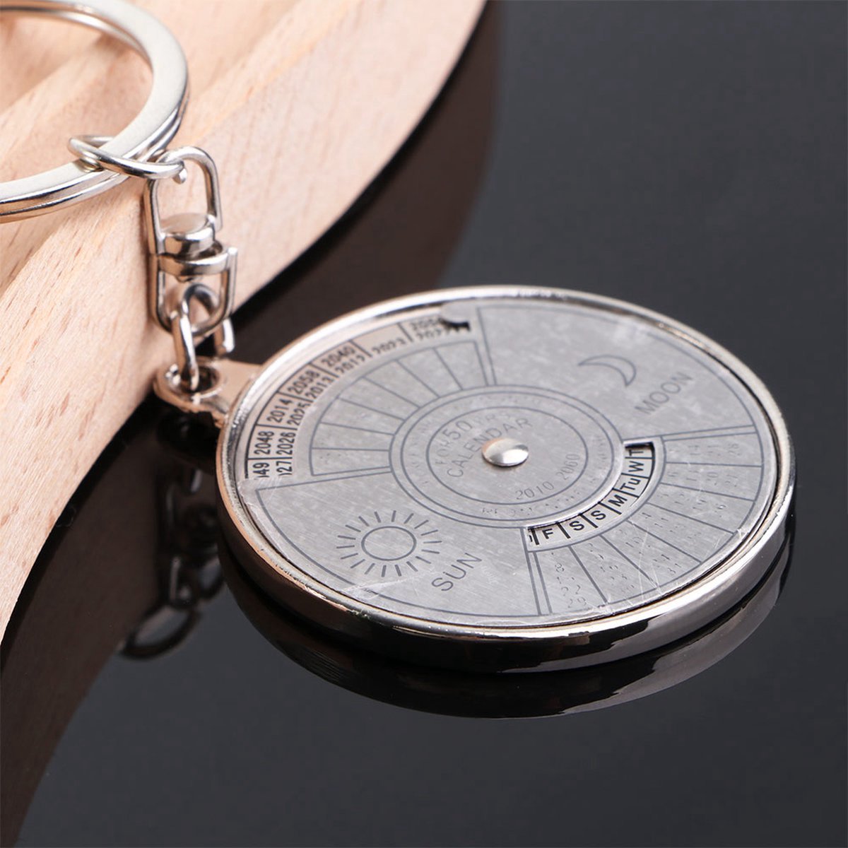 50 Years Keychain | Perpetual Calendar | Calendar Keychain | Stainless Steel | Silver