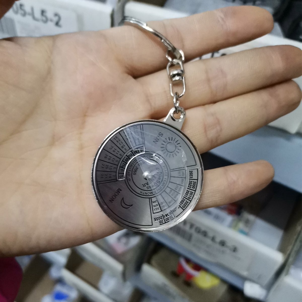 50 Years Keychain | Perpetual Calendar | Calendar Keychain | Stainless Steel | Silver