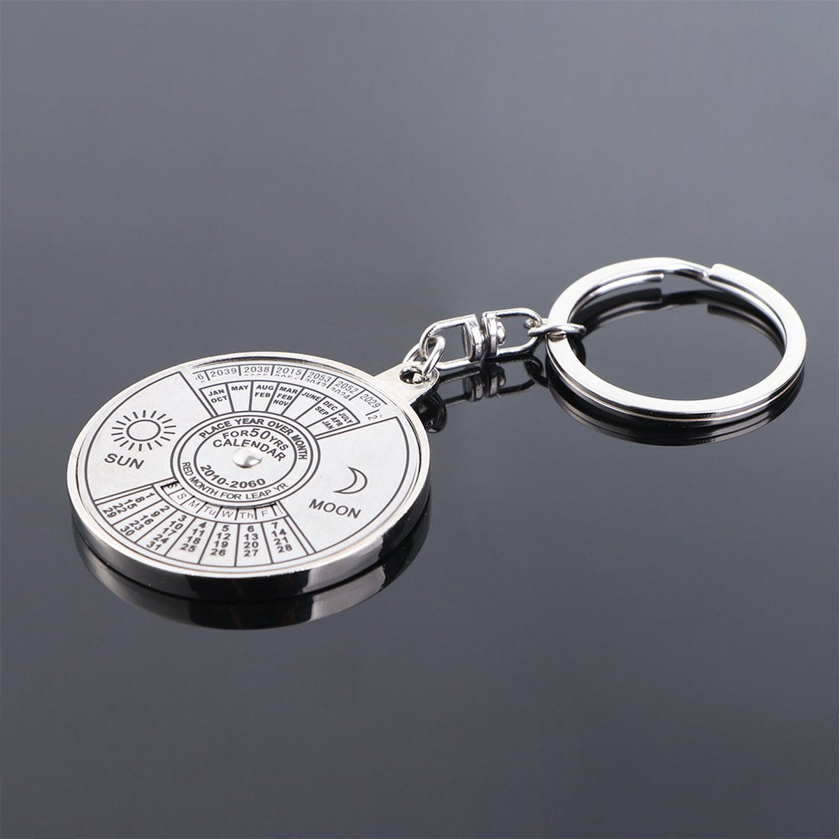 50 Years Keychain | Perpetual Calendar | Calendar Keychain | Stainless Steel | Silver