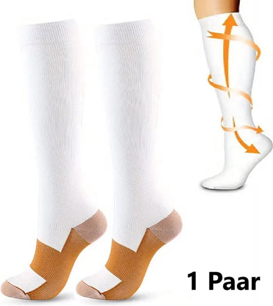 Copper Compression Stockings | Compression Socks | Support Stockings | Sports Socks II Airplane Socks | Size S/M (36-40) | White