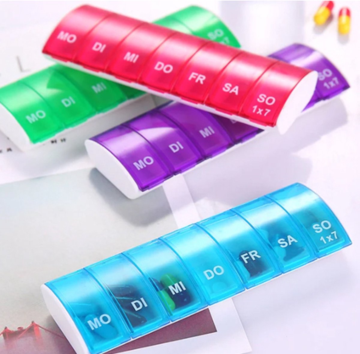 Pill box | Pill box | Medicine box | Pill Box | 7 days | 1 week | Purple