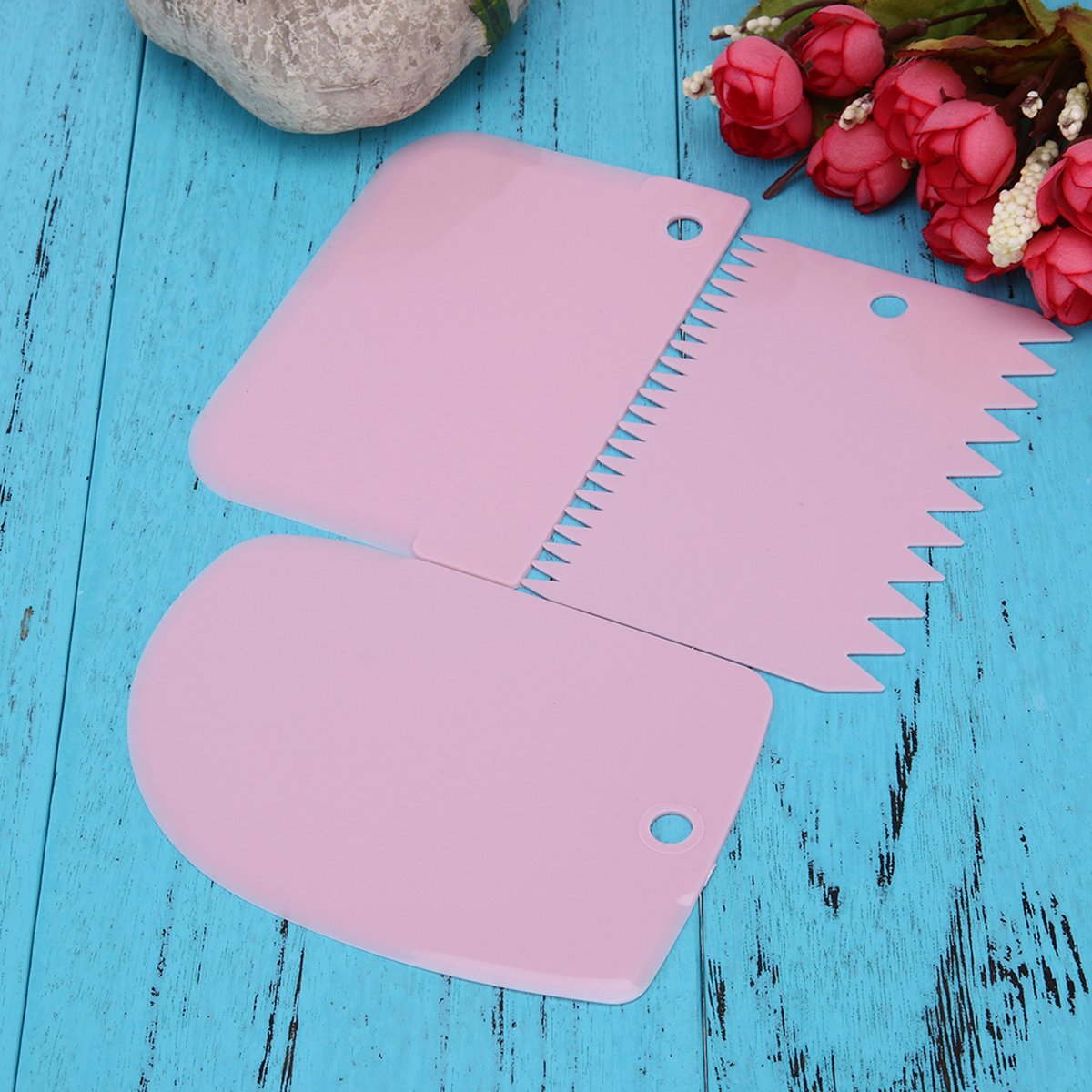 Dough Scraper | Cake Scraper | Dough Cutter | Dough Scraper | 3-Piece | Pink