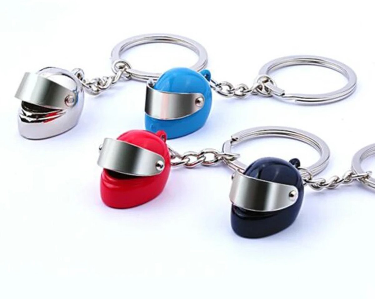 Motorcycle Helmet Keychain | Scooter Helmet Key Holder | Full-Face Helmet Keychains | Red