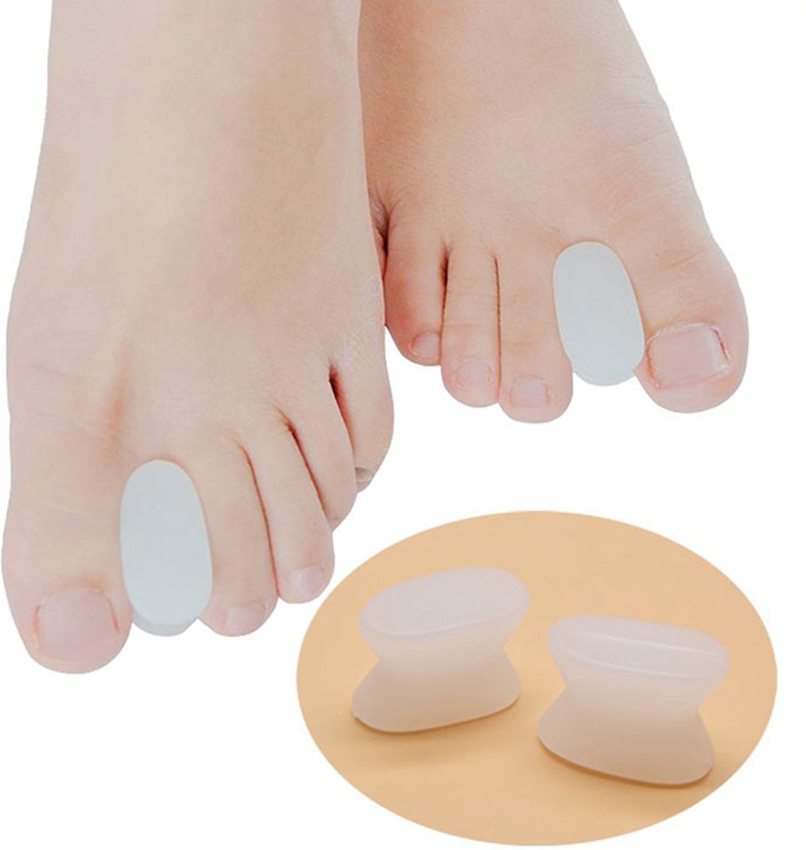 Toe Spreader | Silicone Toe Corrector | Hallux Valgus | Toe Straightening | Toe Straightener | White | 2 Pairs (4 pieces)