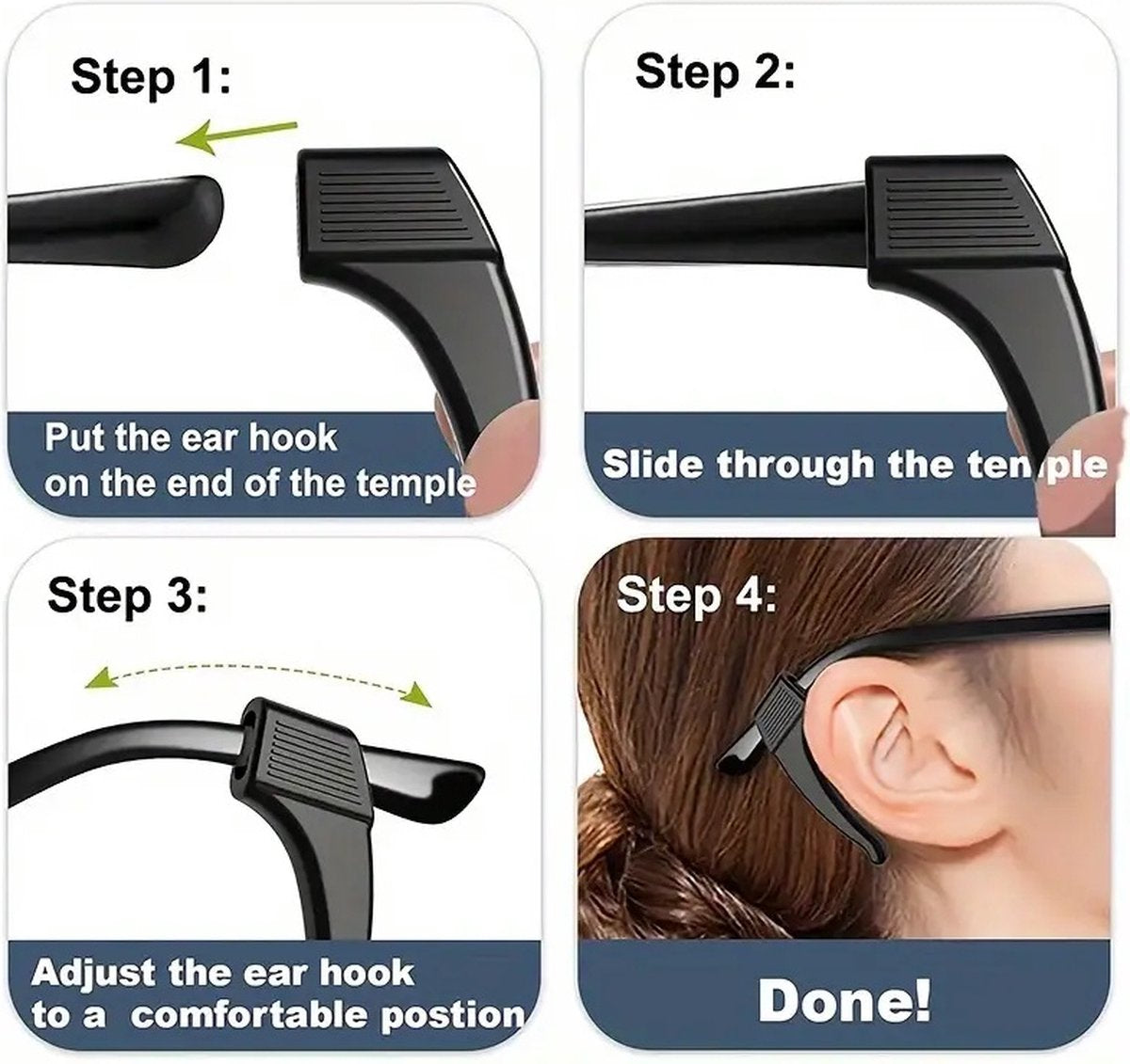 Anti-slip Ear Hooks for Glasses | Glasses Hooks | Glasses Holders | Sunglasses Hook | Silicone | Green | 2 Pieces