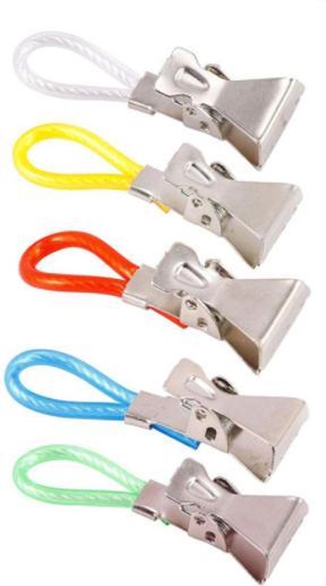 Towel clips - 5 PIECES - Towel hooks - Wall hooks - Tea towel clips - Hooks - Various colors - Hanging hooks - Kitchen hooks - Bathroom hooks - Wall hooks - Clips - Hanging - Towel clips - Stainless steel - Steel hooks - Towel clips