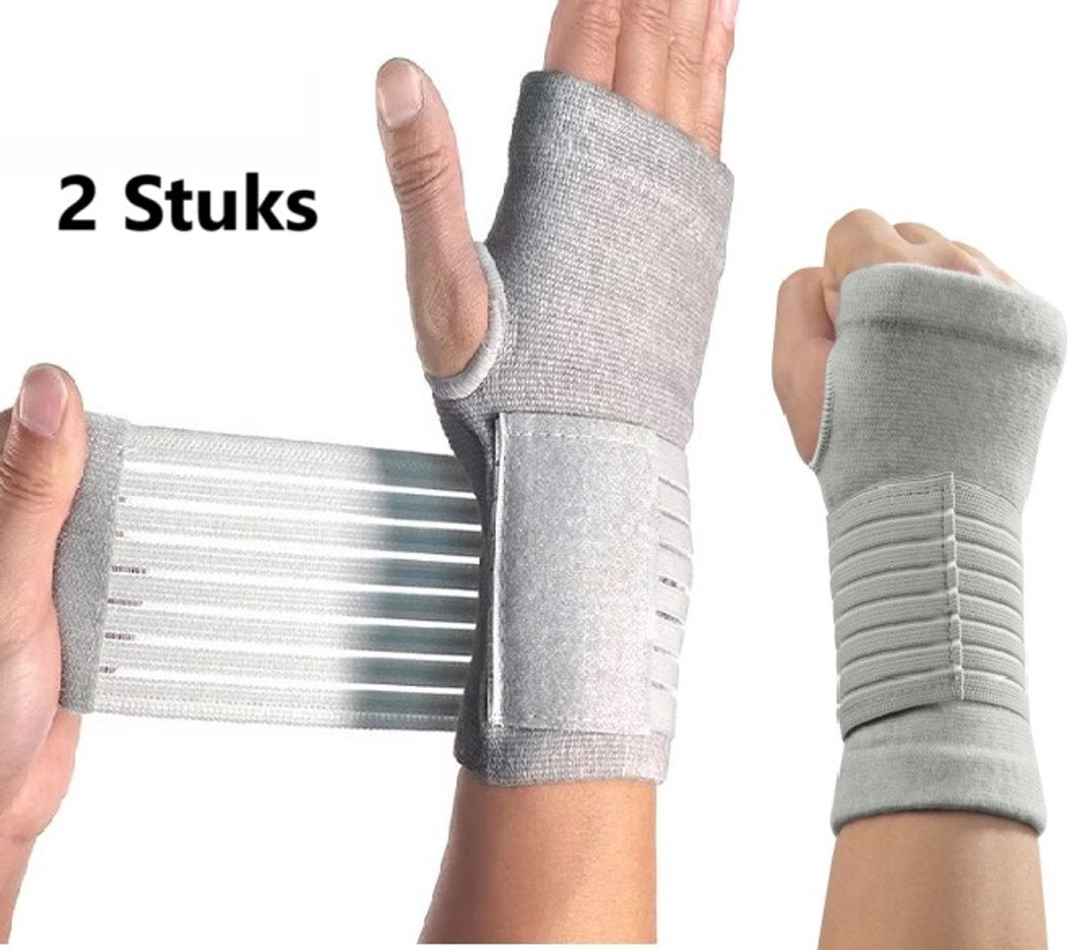 1 Pair Wrist Braces | Wrist Support | Wrist Protector | Sports Brace Wrist | Wrist Stabilizer | Wrist Bandage with Velcro Closure | Grey